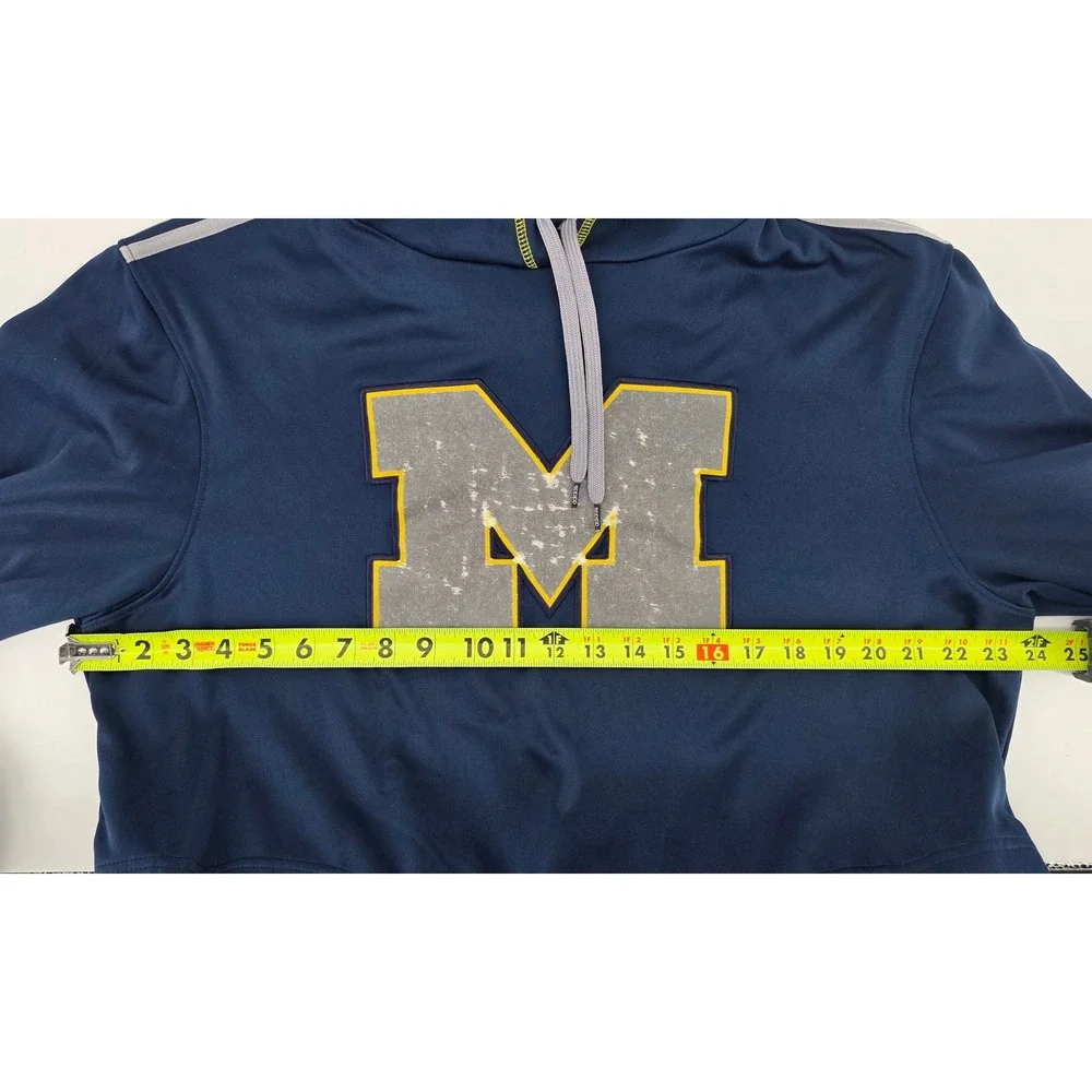 Adidas Mens Large L Michigan Wolverines Hoodie Navy Blue Distressed Logo Vintage